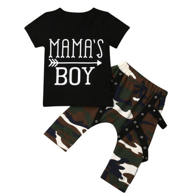 

Summer Baby Boy Short Sleeve Letter Print T-shirt TopsPants Trousers Toddler Casual Set