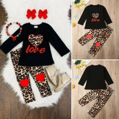 

Toddler Kids Baby Girl Clothes Long Sleeve TopsLeopard Leggings Pants Outfits