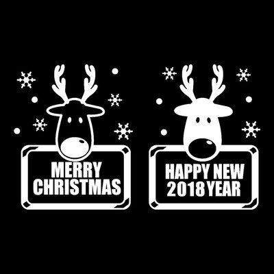 

Gobestart 2018 Happy New Year Merry Christmas Wall Sticker Home Shop Windows Decals Decor