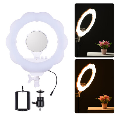 

SL-107 Ring LED Video Light Fill Light with Makeup Mirror 384pcs SMD LEDs 2700 Lumens 3000K-6000K Color Temperature Ra95 for Live