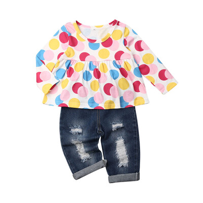

Toddler Kids Baby Girls Flower Tops Denim Pants Winter Outfits Clothes
