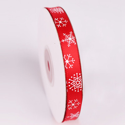 

Snowflake Printing Satin Ribbons Christmas Party Decor Grosgrain Ribbon