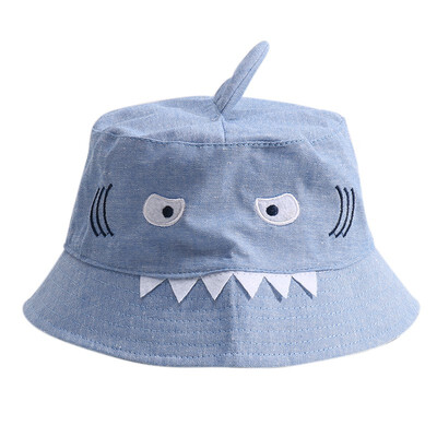 

Summer Kids Boys Girls Cap Cartoon Shark Pattern Bucket Hats Caps Reversible Sun Headwear Sun Headwear Fashion Beach Cap