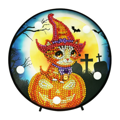 

Halloween DIY LED Diamond Painting night lamp Cross Stitch Embroidery Full Drill Decor Lamp Halloween Gift Night Lamp