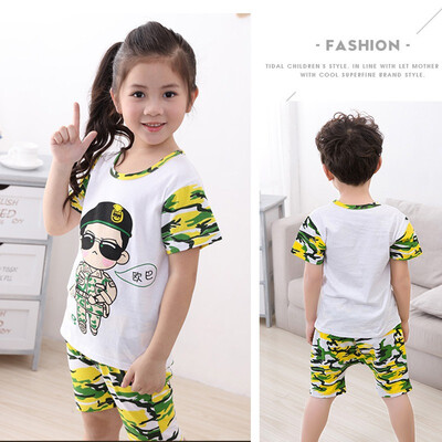 

Summer Baby Boys Girls Short Sleeve Cartoon Print T-shirt TopsShorts Casual Outfits Clothes Sets