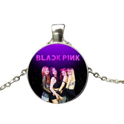 

Kpop Blackpink Simple Time Gemstone Necklace Super Cute HD Picture Printing Pendant Necklace Boys Girls Hot Gifts for Fans
