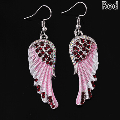 

Crystal Wings Earrings Necklace Angel Wings Cross Pendant Necklace Wings Dangle Ear Studs