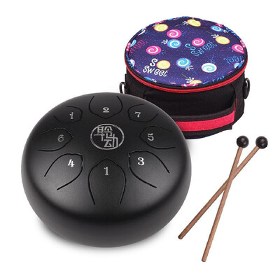 

6 Inch Steel Tongue Drum Handpan Drum 8-Notes C-Key Percussion Instrument with Mallets Drum Bag Wiping Cloth for Musical Education
