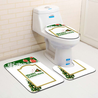 

〖Follure〗3PCS Fancy Santa Toilet Seat Cover&Rug Bathroom Set Christmas Decor