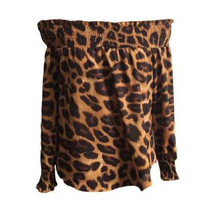 

Women Summer Sexy Leopard Print Off Shoulder Blouse Long Sleeve Loose Top Shirt