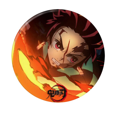 

Anime Demon Slayer Kimetsu No Yaiba Anime Cartoon Round Tinplate Badge Collectible Brooch Bag Accessory