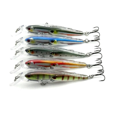 

HENG JIA 5pcs Simulated Fishing Lures Group Minnow Crankbait Baits Hard Fish Hooks Tools of Angling