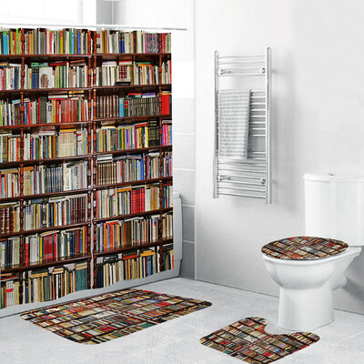 

〖Follure〗4PCS Non Slip Toilet Polyester Cover Mat Set Bathroom Shower Curtain