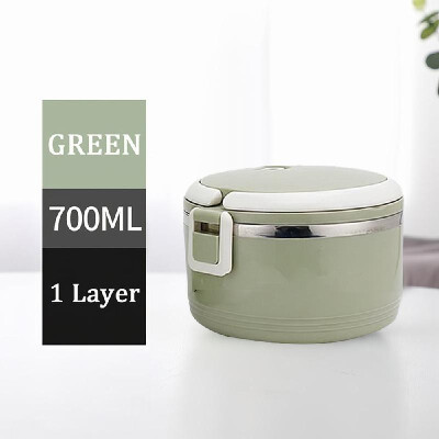 

304 Stainless Steel Lunch Box Round Bowl 700ml Thermal Insulated Meal Box Leakproof Single Layer for Students Office Picnic