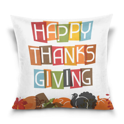 

ALAZA Thanksgiving Throw Pillow Cover 16 X 16 inch Cushion Cover with Happy Thanksgiving Printed Pillowcase