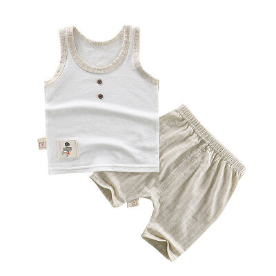 

Summer Baby Boys Girl Sleeveless Solid Print Tops T-shirt Vest Shorts Toddler Casual Outfits Sets