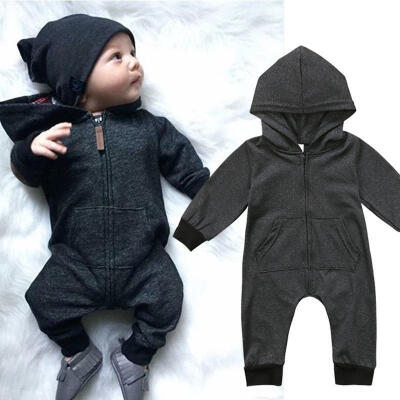

0-24M Newborn Baby Infant Boy Girl Romper Hooded Jumpsuit Bodysuit Outfits Clothes