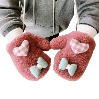 

Toddler Baby Gloves Thicken Girls Boys Full Finger Winter Warmer Knitted Mittens Bowknot Cute Gloves