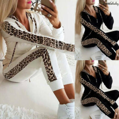 

2Pcs Women Hoodies Sports Tops Pants Tracksuit Sweatshirt Sweat Suit Jogging