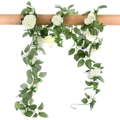 

Artificial Rose Vine Flowers Simulation Silk Rose Flower Garland for Wedding Party Artificial Rose Vine Home Garden Decor