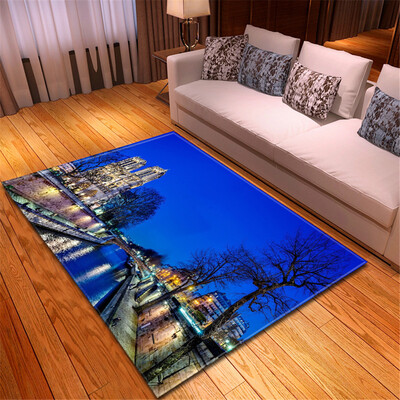 

Toponeto Creative Notre Dame Photo Commemorative Day Comfortable Carpet Home Decor