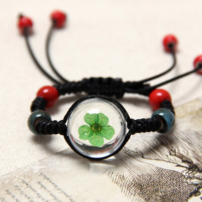 

Dried Flower Bracelet For Womens Jewelry Cherry blossom Life time gem Hand-knitted national Accessories
