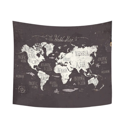 

Tapestry Wall World Map Room Decorations Safari Mural Art Zoo Children Home Decals Nursery carpets Tapestry Beach Coverlet
