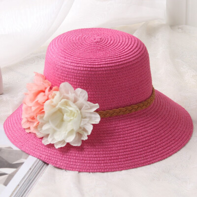 

Fashion Baby Girls Kids Summer Hats Straw Sun Beach Hat Lace Flower Sun Cap