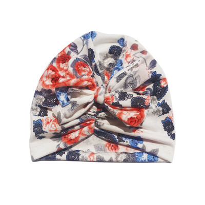 

Baby Girl Hairband Floral Print Bowknot Elastic Hats Turban Cap Cute Soft Infant Hair Accessories
