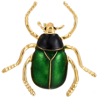 

2 Colors Choose Enamel Insect Brooches for Women Fashion Beetle Brooch Pin Unisex Insect Winter Coat Accessories Gift