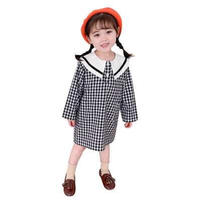 

Children Toddlers Girls Spring Long Sleeve Princess Sweet Cotton Cartoon Plaid Print Sweet Cute Dress Baby Girls Dress