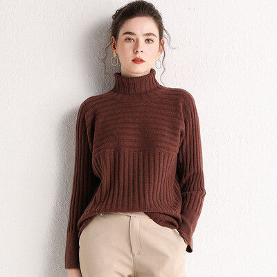 

Sweater female 19 autumn&winter new pure cashmere Albas white velvet fashionable temperament high lapel short paragraph simple