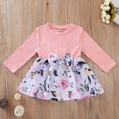 

Newborn Baby Girl Dress 2019 Autumn Rose Print Bow Infantile Baby Dress Birthday Party Princess Dress Fashion Girls Clothes