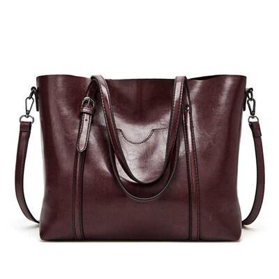 

Large Capacity Solid Color Tote Women Faux Leather Zip Crossbody Shoulder Bag