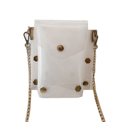 

Laser Transparent Hexagonal Rivet Flap Small Womens Crossbody Shoulder Bag