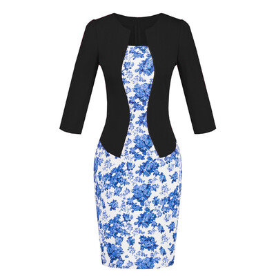 

Tailored Women Colorblock Plaid Wear To Work Business Party Bodycon Formal Sash Dress