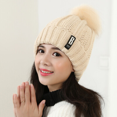 

Hat female winter tide student youth Korean version of the new Korean minimalist knitted hat thickened hundred letter hair hat