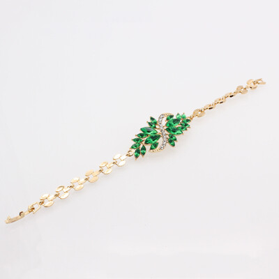

Womens Fashion Jewelry 18k Gold Plated Leaf Stones Bangle Bracelets