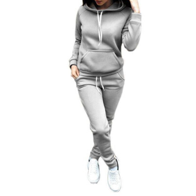 

2Pcs Women Tracksuit Hoodies Sweatshirt Pant Set Lady Sportwear Suit Plus Size