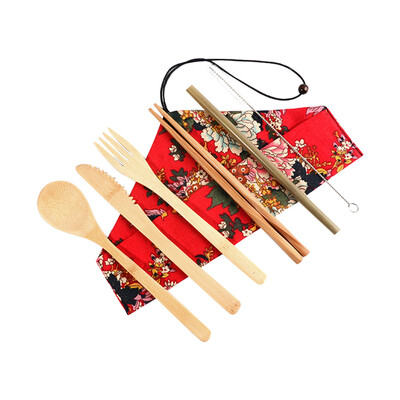 

Toponeto Portable Bamboo Cutlery Travel Eco-friendly Fork Spoon Set Include Reusable Bamb