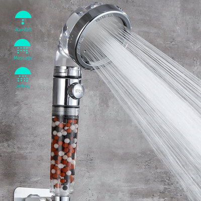 

Shower Head 300 High Turbo Pressure 40 Water Saving Laser Ionic 3 Filters