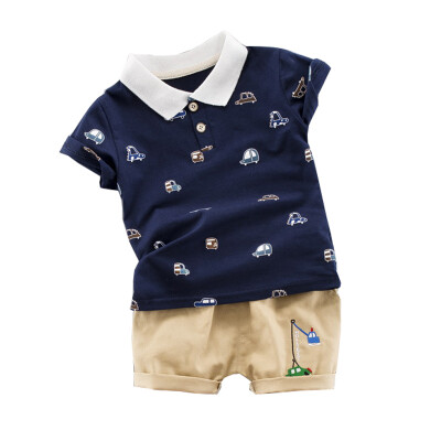 

Summer Baby Boys Clothes Casual Short Sleeve Cartoon Car Print Tops T-shirtShorts Kid Clothes Sets