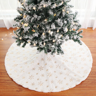 

Gobestart Plush Beads White Embroidered Christmas Tree Skirt Christmas Tree Decorations