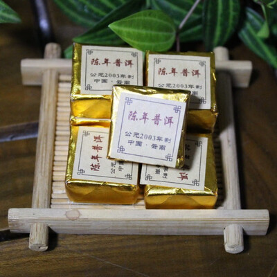

China 2003 year Old Ecology Organic Ripe puerh tea Brick 5-9gpiece More than 15 years Old pu er tea puer tea Cooked pu erh tea