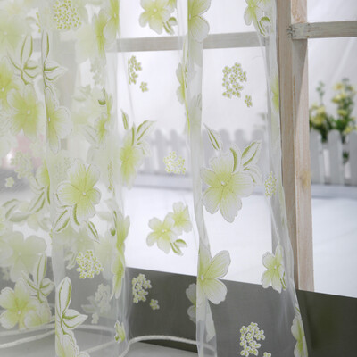 

Gobestart Flower Sheer Curtain Tulle Window Treatment Voile Drape Valance 1 Panel Fabric