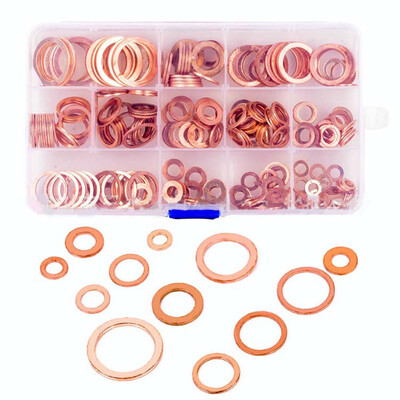 

280pcs Solid Copper O Shape Ring Washer Flat Ring Sump Plug Oil Seal Assorted Gasket Set Box
