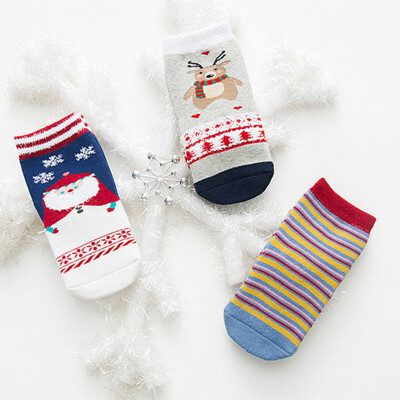 

3 Pair Baby Girl Boy Cute Socks Christmas Cartoon Design Cotton Long Socks Party Infant Children Soft Leg Warmer Socks