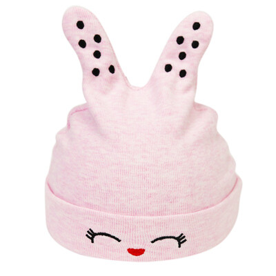 

Baby cap for girls spring new baby striped head cap cotton soft two ear cute fetal cap for 0-3M