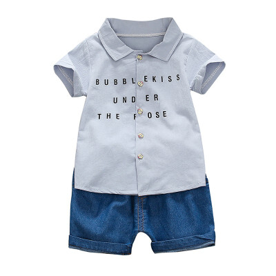 

Kids Boys Clothes Summer Short Sleeve Letter Print Tops Blouse T-shirtShorts Children Casual Outfits Sets