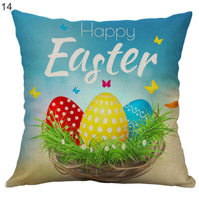

Cartoon Easter Rabbit Linen Pillow Case Waist Throw Cushion Cover Home Decor